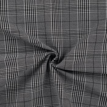 Polyester-Webware in Schwarz-Weiß mit Karo, Stoff in ganzer Breite